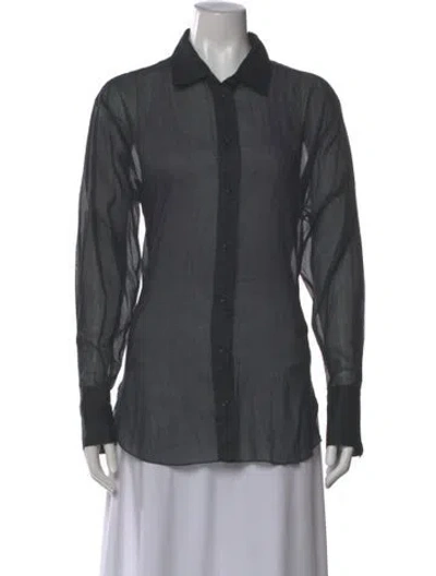 Pre-owned Frame Long Sleeve Blouse In Blue