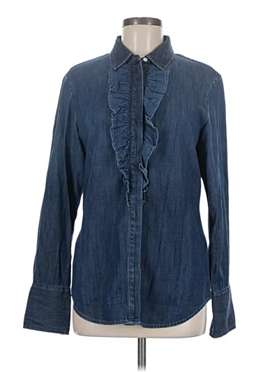 Pre-owned Frame Long Sleeve Blouse In Blue