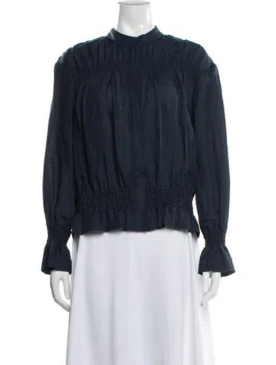 Pre-owned Frame Long Sleeve Blouse In Blue