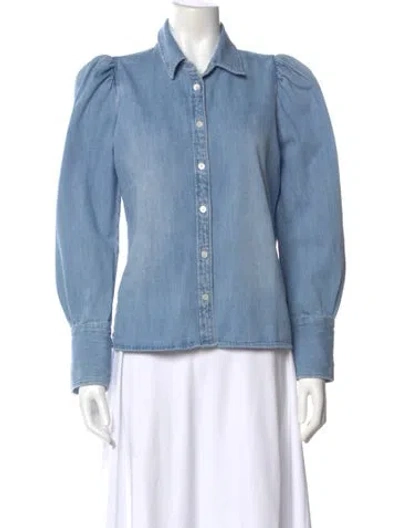 Pre-owned Frame Long Sleeve Blouse In Blue