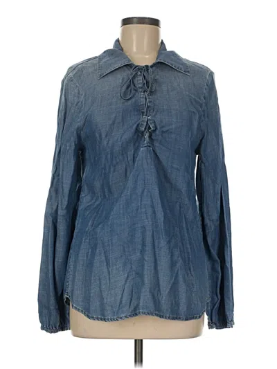Pre-owned Frame Long Sleeve Blouse In Blue