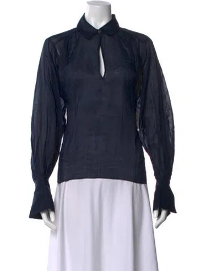 Pre-owned Frame Long Sleeve Blouse In Blue