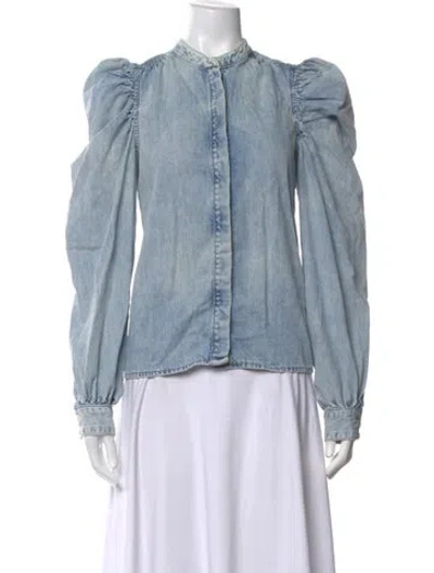 Pre-owned Frame Long Sleeve Blouse In Blue