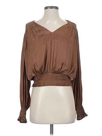 Pre-owned Frame Long Sleeve Blouse In Brown