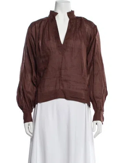 Pre-owned Frame Long Sleeve Blouse In Brown