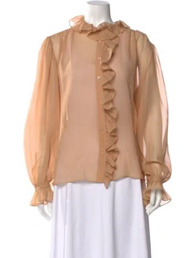 Pre-owned Frame Long Sleeve Blouse In Brown