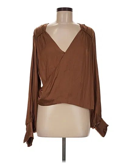 Pre-owned Frame Long Sleeve Blouse In Brown