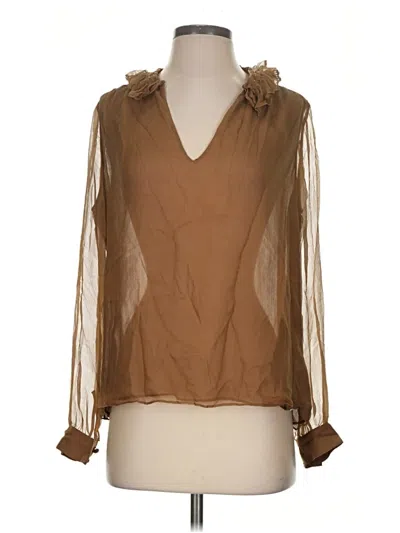 Pre-owned Frame Long Sleeve Blouse In Brown