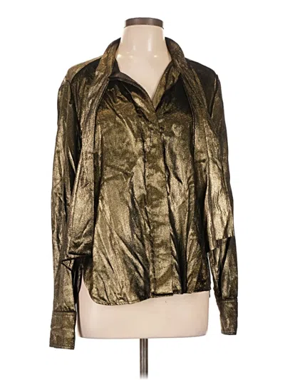 Pre-owned Frame Long Sleeve Blouse In Gold