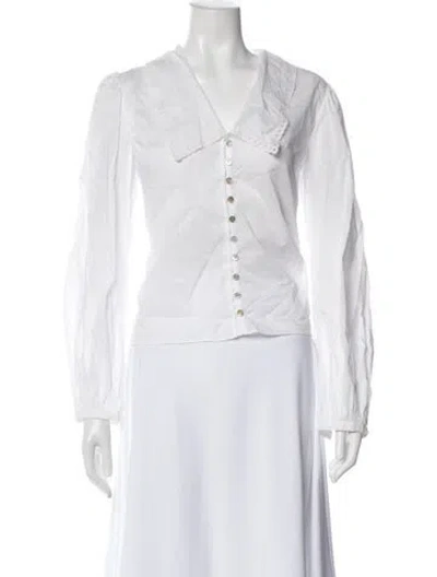 Pre-owned Frame Long Sleeve Blouse In Neutral