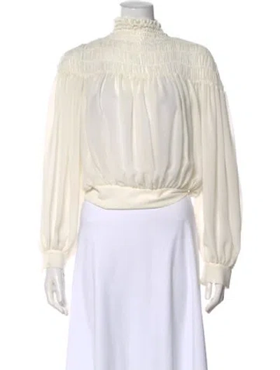 Pre-owned Frame Long Sleeve Blouse In Neutral