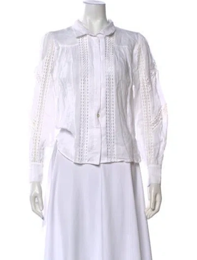 Pre-owned Frame Long Sleeve Blouse In Neutral