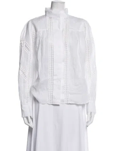 Pre-owned Frame Long Sleeve Blouse In Neutral