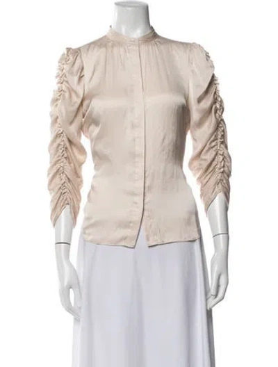Pre-owned Frame Long Sleeve Blouse In Neutrals