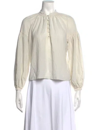 Pre-owned Frame Long Sleeve Blouse In Neutrals