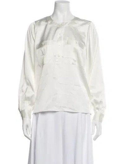 Pre-owned Frame Long Sleeve Blouse In Neutrals