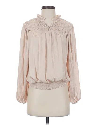 Pre-owned Frame Long Sleeve Blouse In Tan