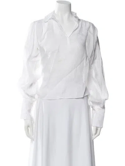 Pre-owned Frame Long Sleeve Blouse In White