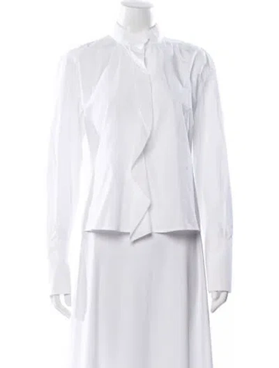 Pre-owned Frame Long Sleeve Blouse In White