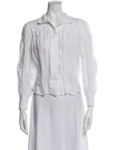 Pre-owned Frame Long Sleeve Blouse In White
