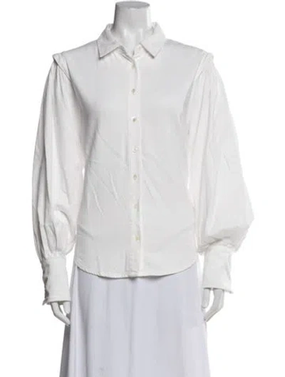 Pre-owned Frame Long Sleeve Blouse In White