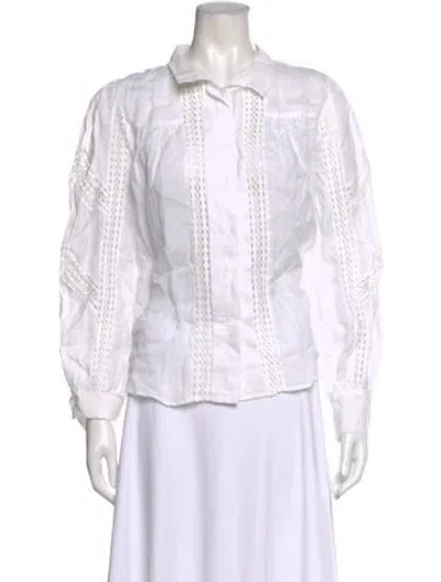 Pre-owned Frame Long Sleeve Blouse In White