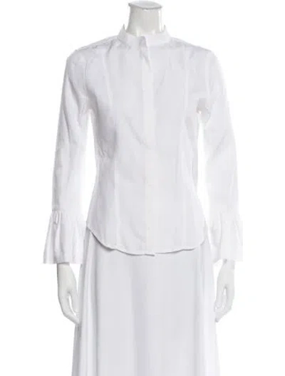 Pre-owned Frame Long Sleeve Blouse In White