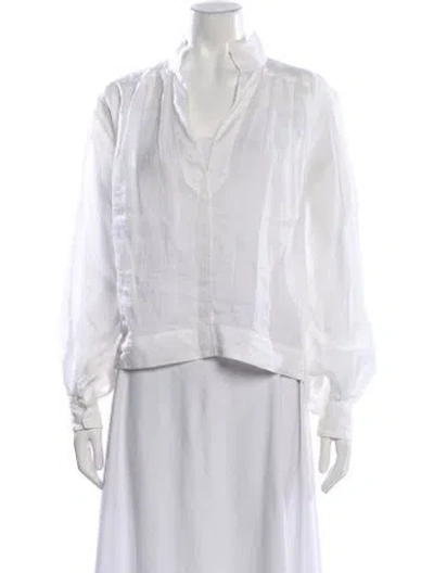 Pre-owned Frame Long Sleeve Blouse In White