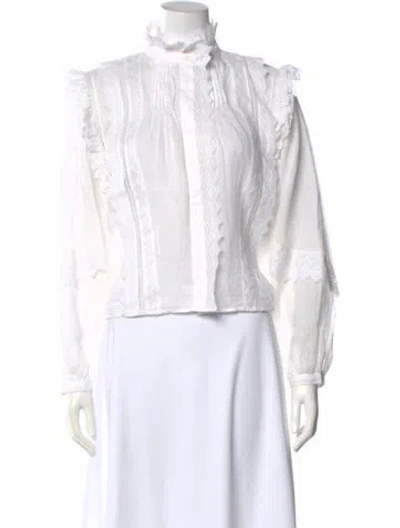 Pre-owned Frame Long Sleeve Blouse In White