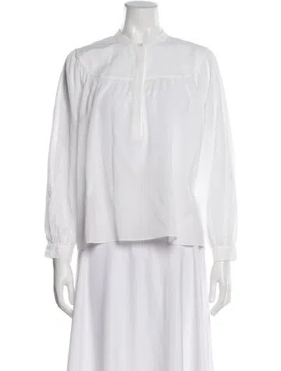 Pre-owned Frame Long Sleeve Blouse In White