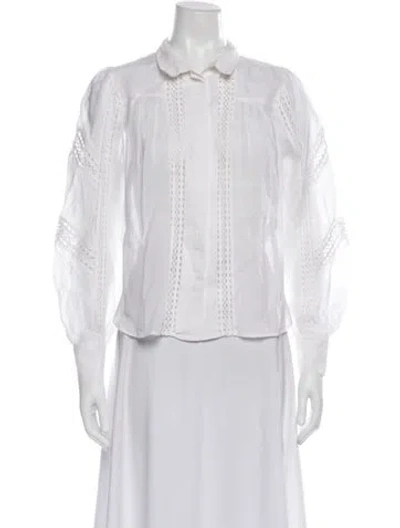 Pre-owned Frame Long Sleeve Blouse In White