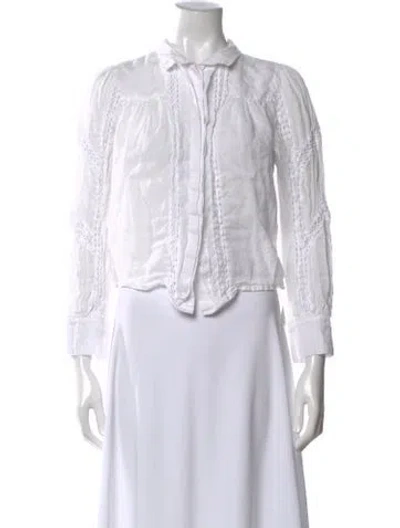 Pre-owned Frame Long Sleeve Blouse In White