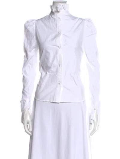 Pre-owned Frame Long Sleeve Blouse In White