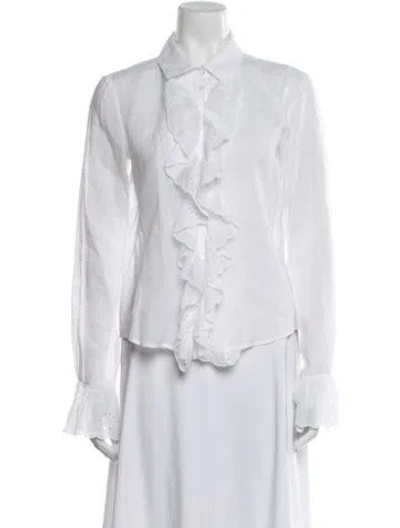 Pre-owned Frame Long Sleeve Blouse In White