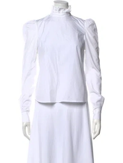 Pre-owned Frame Long Sleeve Blouse In White