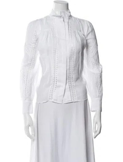 Pre-owned Frame Long Sleeve Blouse In White