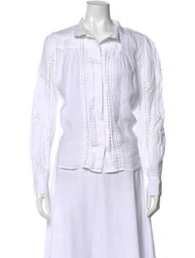 Pre-owned Frame Long Sleeve Blouse In White