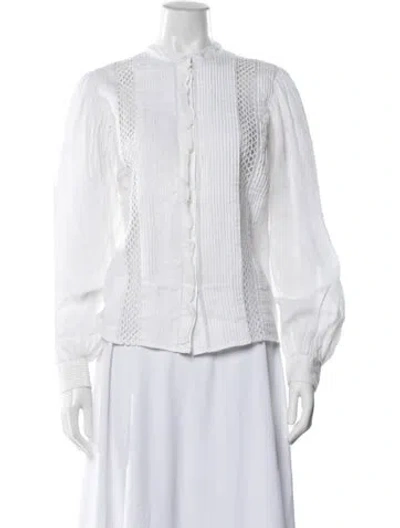 Pre-owned Frame Long Sleeve Blouse In White