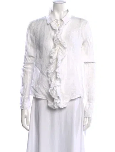 Pre-owned Frame Long Sleeve Blouse In White