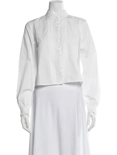 Pre-owned Frame Long Sleeve Blouse In White