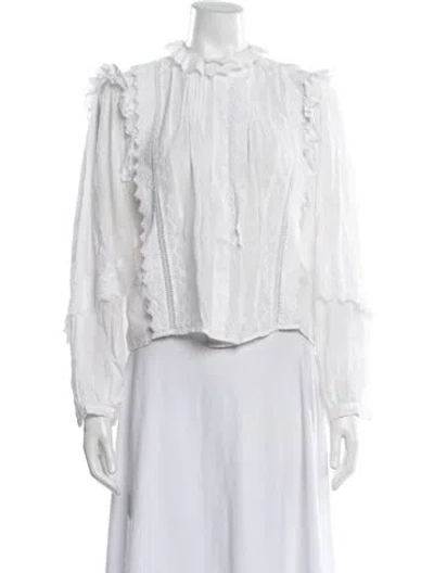 Pre-owned Frame Long Sleeve Blouse In White
