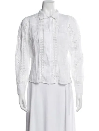 Pre-owned Frame Long Sleeve Blouse In White