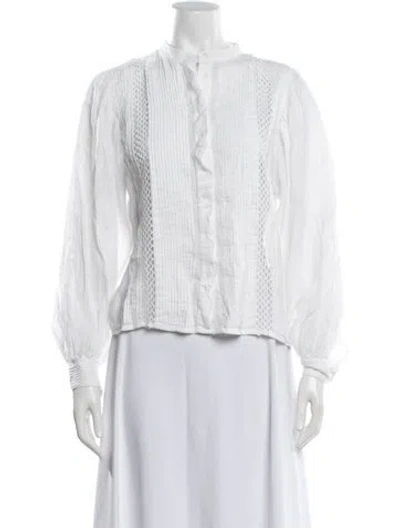 Pre-owned Frame Long Sleeve Blouse In White