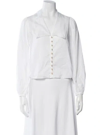 Pre-owned Frame Long Sleeve Blouse In White