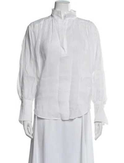 Pre-owned Frame Long Sleeve Blouse In White