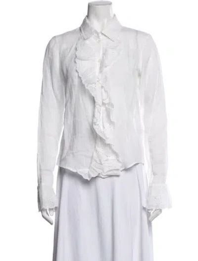 Pre-owned Frame Long Sleeve Blouse In White