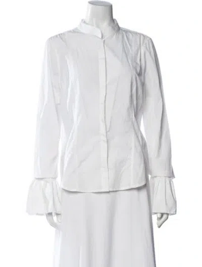 Pre-owned Frame Long Sleeve Blouse In White