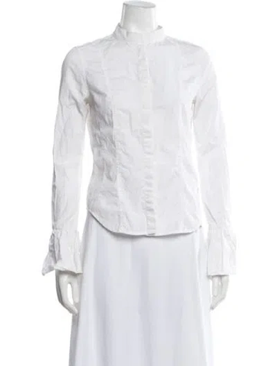 Pre-owned Frame Long Sleeve Blouse In White