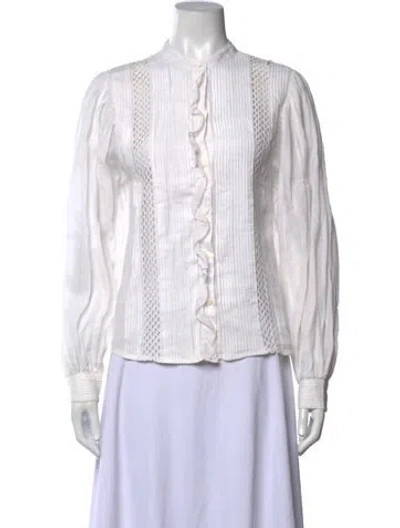 Pre-owned Frame Long Sleeve Blouse In White