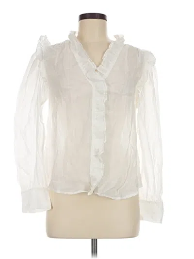 Pre-owned Frame Long Sleeve Blouse In White